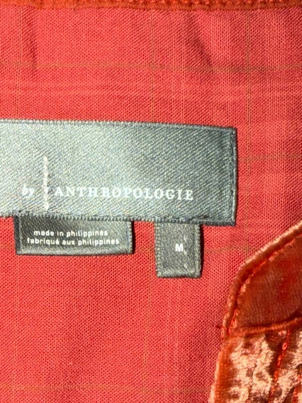 Anthropologie Melody Velvet Tunic Dress in Cinnamon Orange Women’s M - Picture 7 of 9
